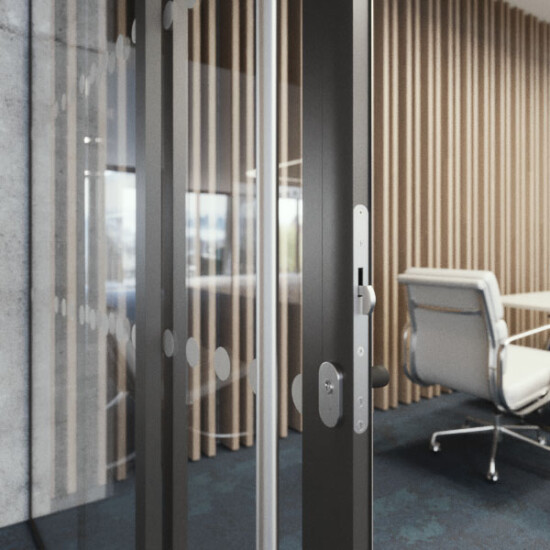 Hook lock option with electronic access control.