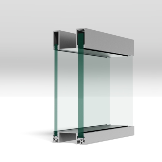 FireClear screens available in 20mmm, 54mm and 100mm (as shown) profiles to seamlessly match adjoining partitioning systems.