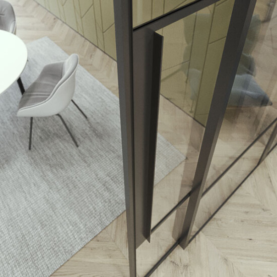 Offers a simple interface to adjacent fixed glazed screens.