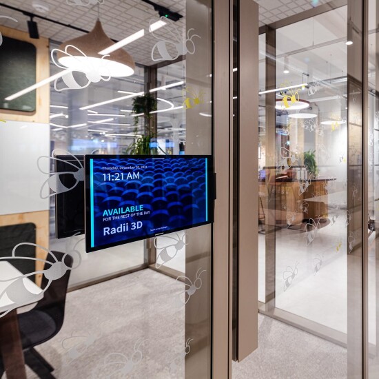 An interactive AV system, controlled through a touch screen and with the capability for voice control and mobile app integration.