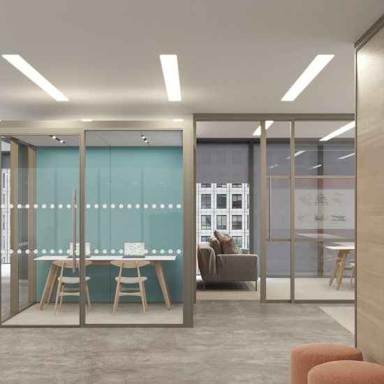 Combine with Radii 3D Huddle and Focus pods and adjoining Radii 2D partitioning systems.